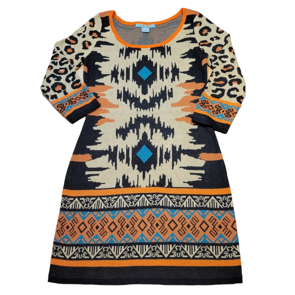 Flying Tomato Aztec Cheetah Sweater Dress S Leopard Anthropologie Bodycon Sm